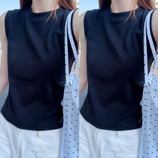 T恤上衣 打底遮副乳无袖 92棉圆领吊带背心女春夏大码 内搭外穿修身
