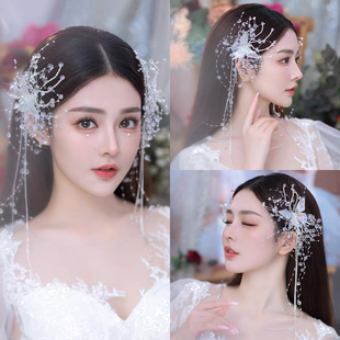 新娘头饰森系仙气唯美手工流苏幻彩蝴蝶发夹高级减龄外景写真配饰