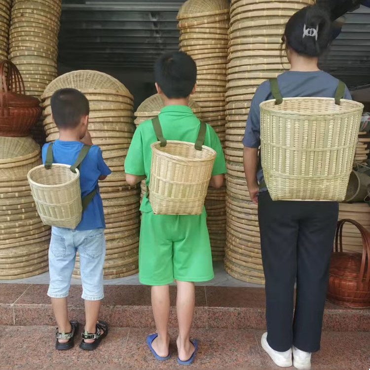 竹编背篓双肩背箩采摘茶篓