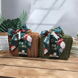 2025藤编圣诞礼盒手提箱编织箱商务礼品盒藤编箱ins伴手礼礼箱