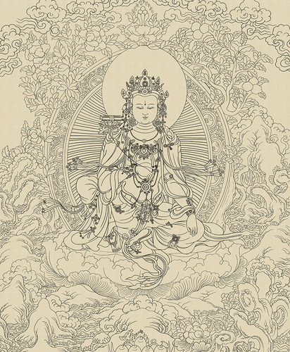 本命佛纯棉油画布唐卡描金