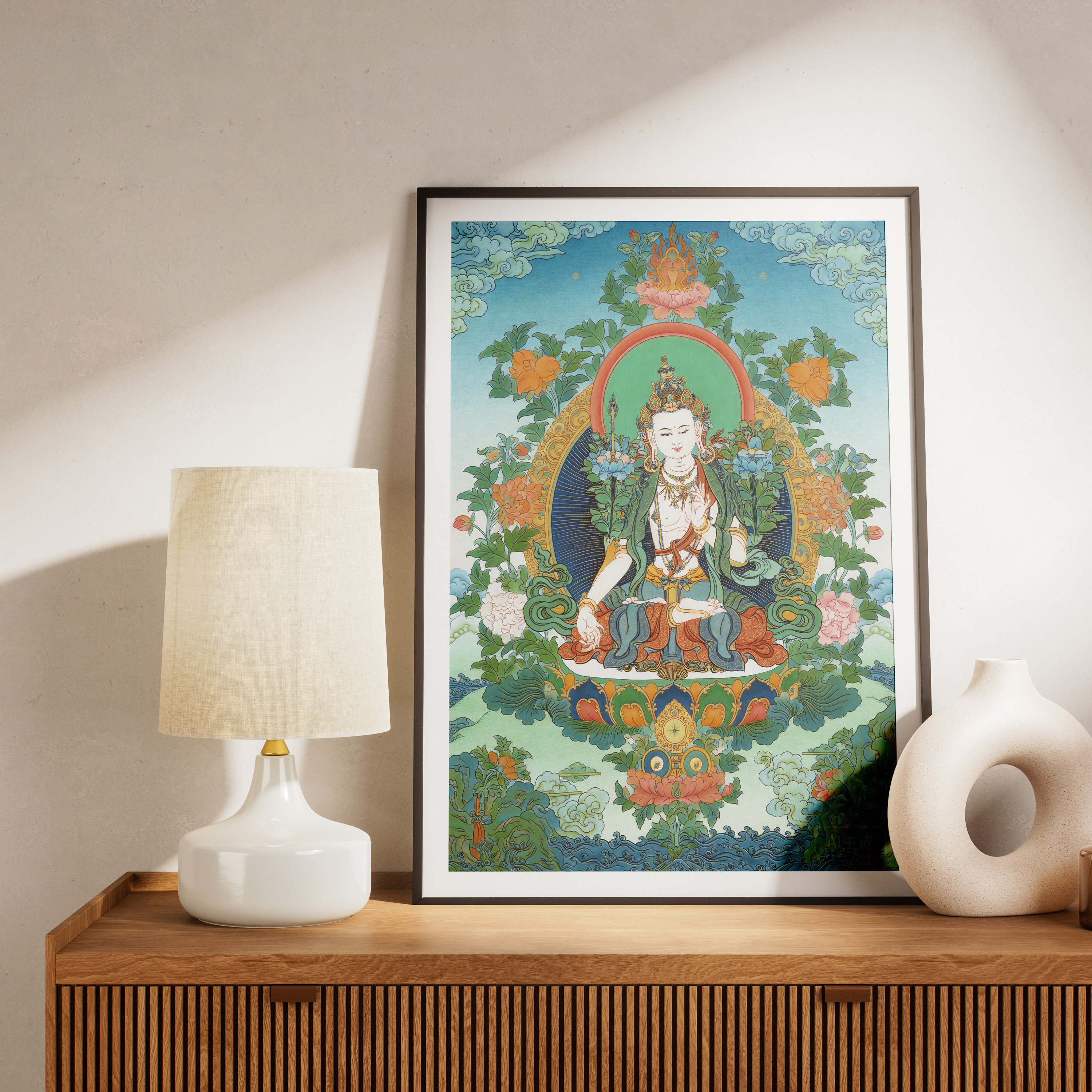 唐卡描金线稿 西藏本命佛生肖兔 文殊菩萨佛像涂色上色 DIY自己画