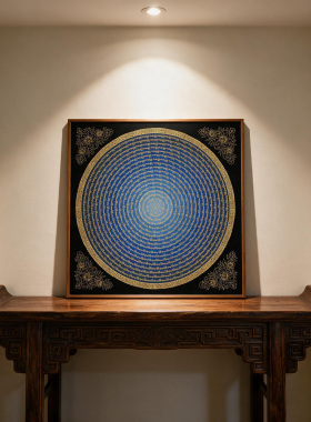 唐卡描金六字真言坛城线稿咒轮画稿 六字大明咒 diy手绘唐卡涂色