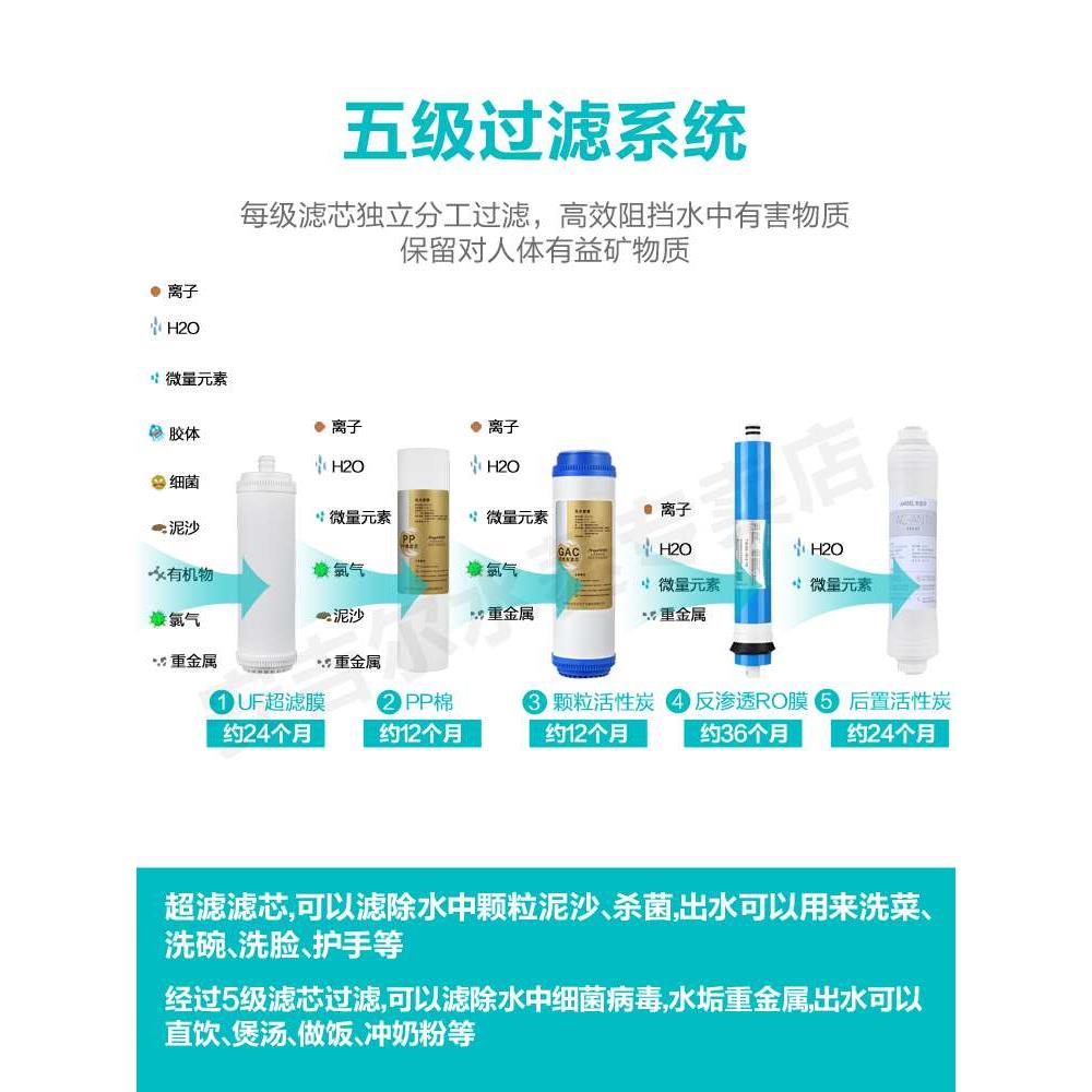 安吉尔净水器家用厨房直饮RO反渗透自来水除垢纯净水机过滤J1105