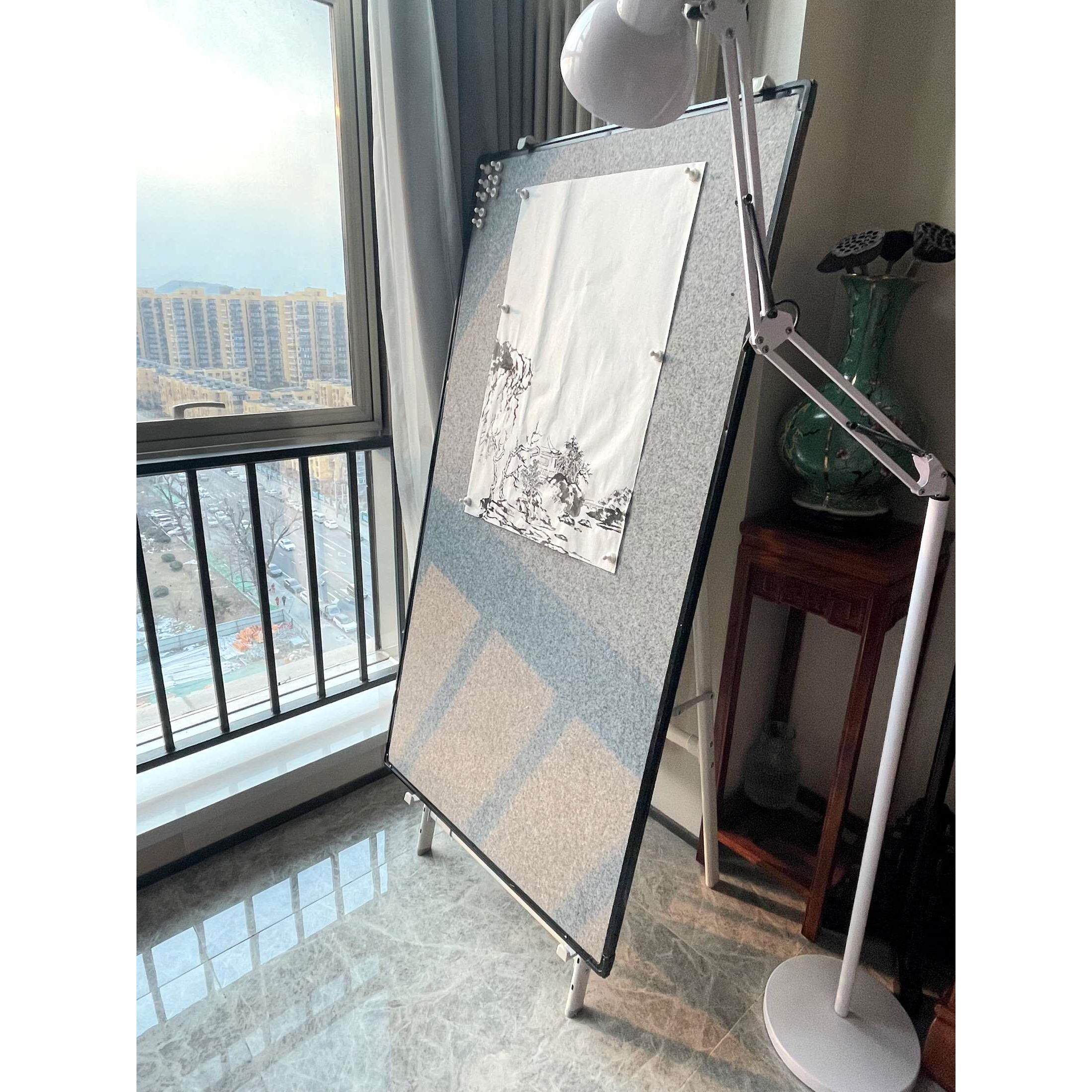 磁性书画毛毡画板可移动可挂墙书法国画展示教学画板画架两面可用