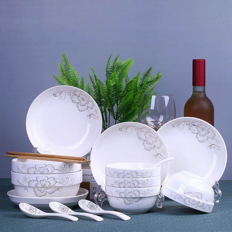 Double ceramic tableware set bowls and plates
