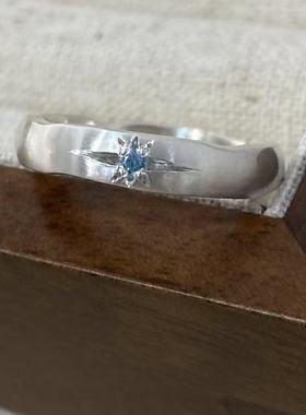 手工999纯银八芒星圆弧戒指波浪纹磨砂指环定制情侣对戒刻字礼物