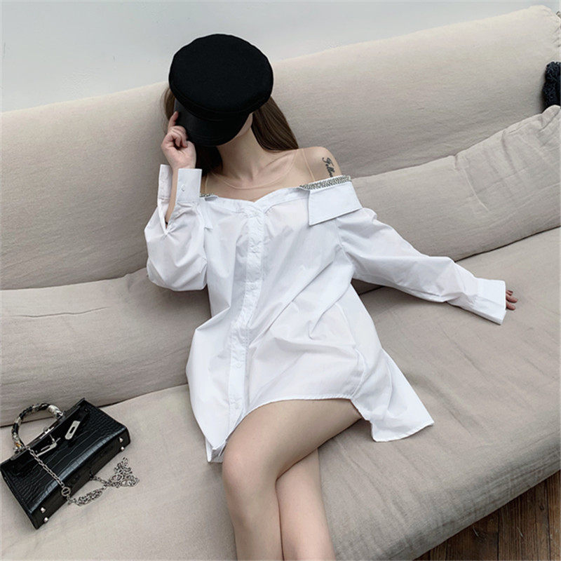 shirt Dress Jacobs Mosaic heavy industry Rhinestone Korean Edition Word collar A small minority Easy jacket girl strapless sexyin the Women's clothing/Boutique , Shirt  category - from Buy2taobao.com to provide professional Taobao agent buy service