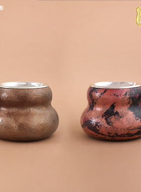 纯银时代 葫芦银盖铜身建水纯银999复古中式纯手工水盂340ml