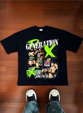 D Generation X 堕落时代DX 美式做旧街头纯棉摔跤WWE长短袖T恤潮