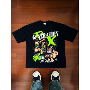 D Generation X 堕落时代DX 美式做旧街头纯棉摔跤WWE长短袖T恤潮