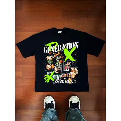 D Generation X 堕落时代DX 美式做旧街头纯棉摔跤WWE长短袖T恤潮