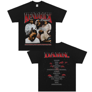 Kendrick Lamar美式复古DAMN饶舌Vintage短袖嘻哈做旧宽松短袖T恤