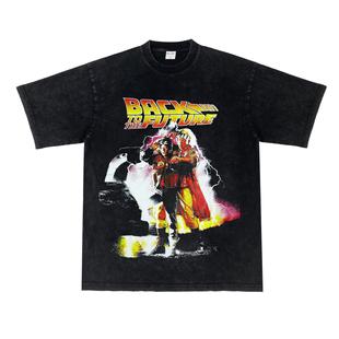 the Future 回到未来 电影 做旧复古纯棉文艺短袖 美式 T恤 Back