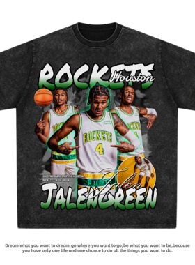 夏季美式Jalen Green杰伦格林纯棉短袖男小众篮球透气宽松印花t恤