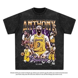 浓眉哥戴维斯Anthony Davis数码印花短袖T恤复古水洗重磅上衣男女