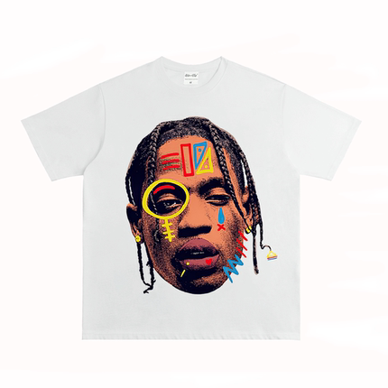 斯科特 Travis  潮牌大头美式纯棉街头做旧复古VTG长短袖T恤