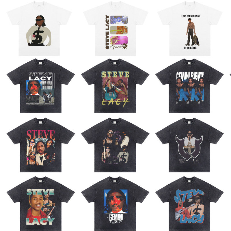 Steve Lacy史蒂夫·雷西R&B歌手嘻哈美式VTG复古做旧街头重磅短袖