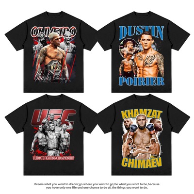 奥利维拉康纳佩雷拉T恤UFC短袖美式复古小领口格斗男上衣vintage