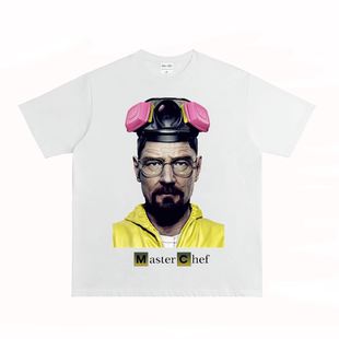 长短袖 绝命毒师 美剧街头复古VTG做旧宽松男女同款 经典 T恤潮 老白