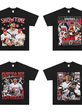 棒球员大谷翔平Shohei Ohtani 训练服美式宽松休闲大码短袖T恤