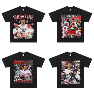 棒球员大谷翔平Shohei Ohtani 训练服美式宽松休闲大码短袖T恤