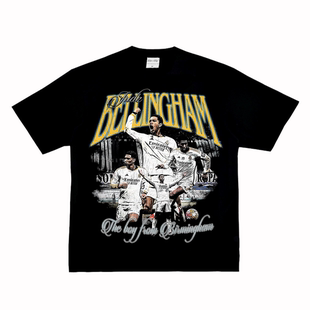 足球街头复古VTG纯棉小领口长短袖 美式 T恤潮 Bellingham 贝林厄姆