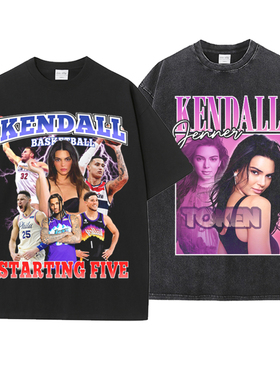 肯豆詹娜Kendall Jenner美式小领口休闲复古VINTAGE短袖