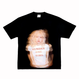模糊复古VTG纯棉粉丝应援长短袖 ROSE 美式 Blackpink T恤潮 朴彩英