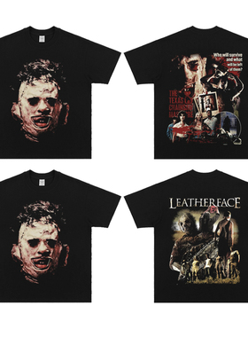 德州电锯杀人狂Texas Chainsaw Massacre Tee恐怖电影印花短袖T恤