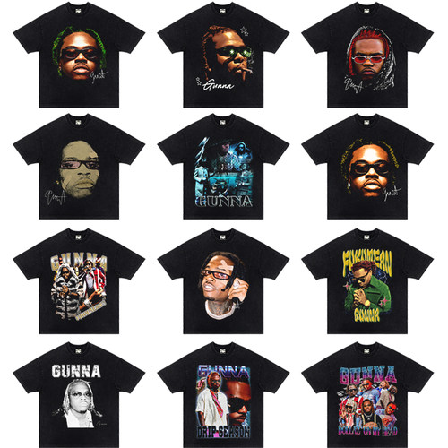 Gunna tee美式休闲复古VINTAGE短袖 重磅纯棉水洗做旧T恤
