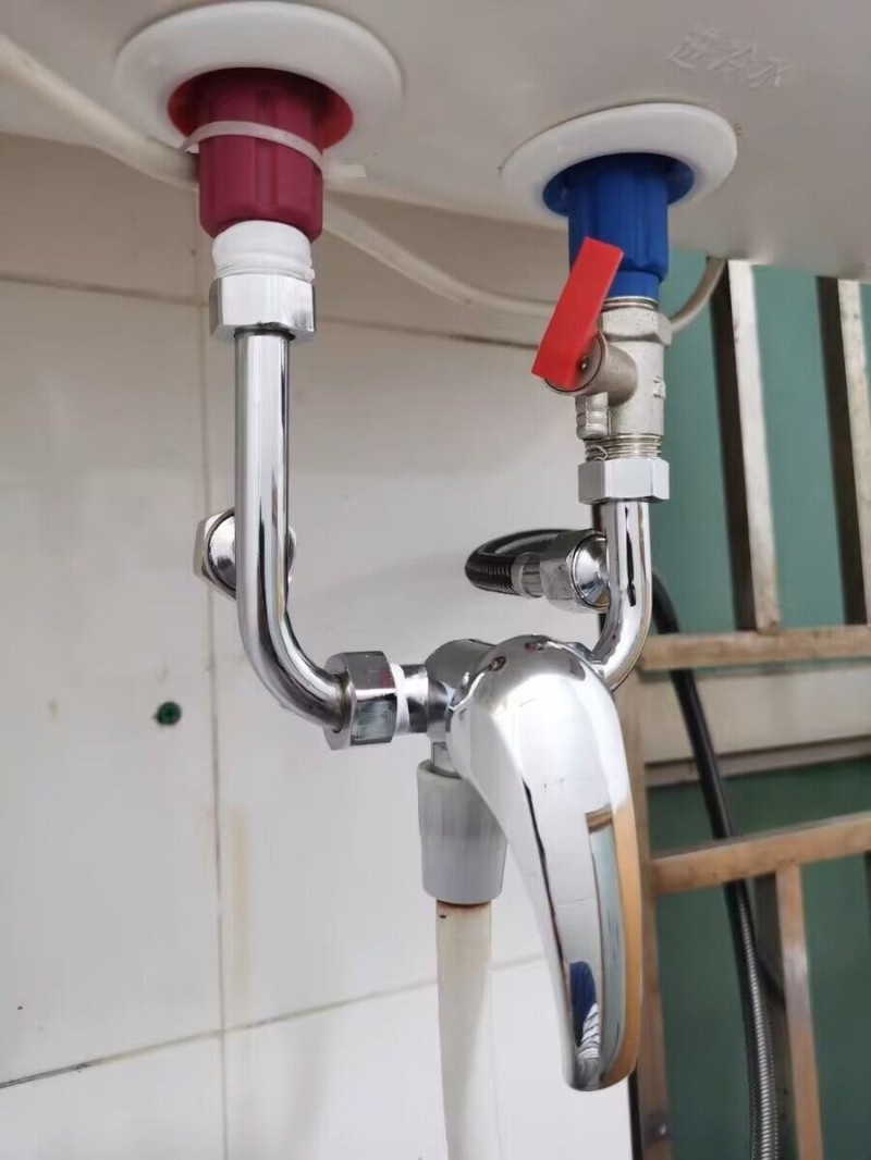 全铜电热水器混水阀明装开关冷热混合阀U型出水龙头淋浴花洒配件