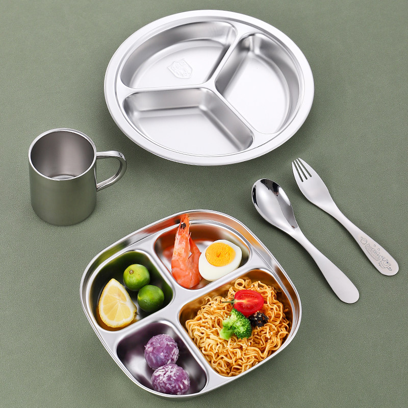 304不锈钢幼儿园儿童分餐盘学生宝宝刀叉勺防烫水杯汤碗餐具套装,餐饮具,盘,淘宝优惠券,粉丝福利购,淘宝优惠卷