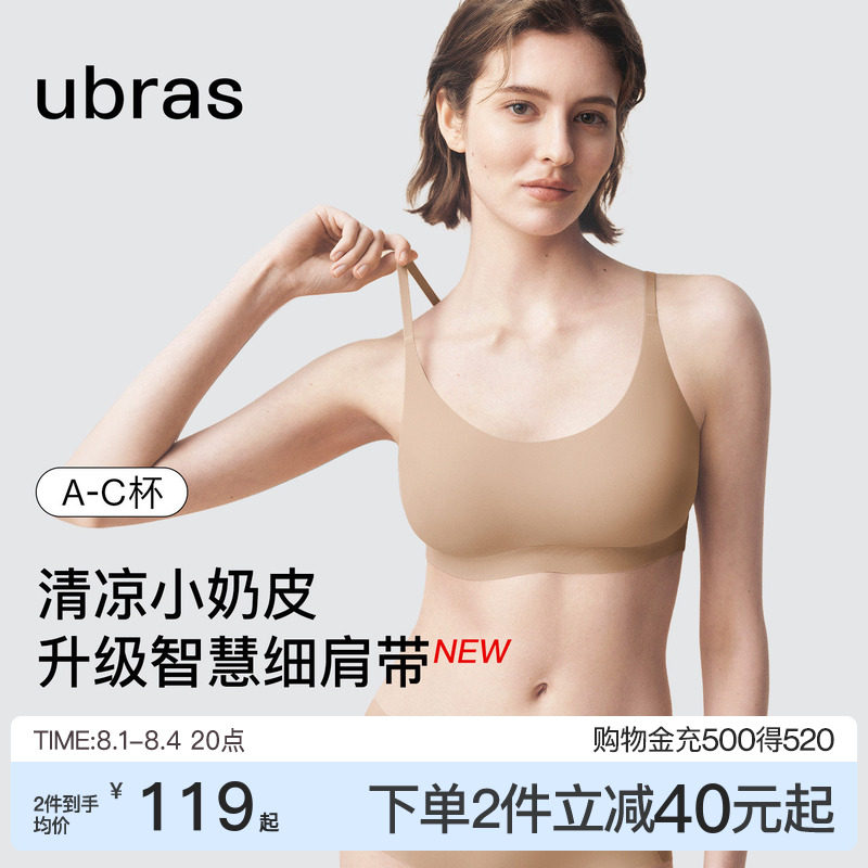 ubras无尺码小奶皮细吊带内衣女粉底液夏季薄款无痕隐形背心文胸 - 实物图