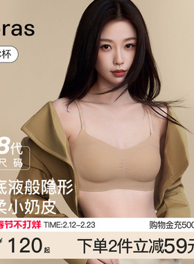 虞书欣同款ubras无尺码小奶皮粉底液无痕隐形吊带文胸罩红色内衣