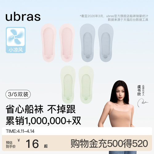 ubras防掉跟隐形袜子女船袜