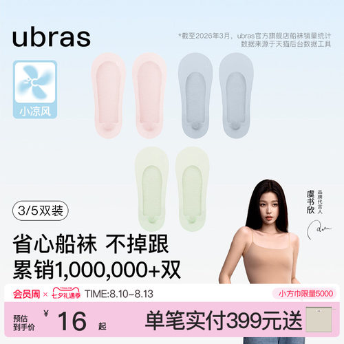 ubras防掉跟隐形袜子女船袜
