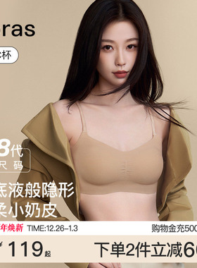 虞书欣同款ubras无尺码小奶皮粉底液无痕隐形吊带文胸罩红色内衣