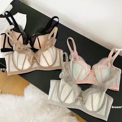 轻奢水晶杯性感超薄蕾丝内衣裤女