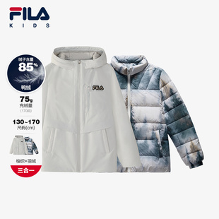 FILA斐乐童装儿童羽绒服2025年冬季新款男童中大童休闲羽绒两件套