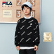 FILA斐乐儿童加绒老花套头卫衣2025年冬季 新款 男女童圆领满印上衣