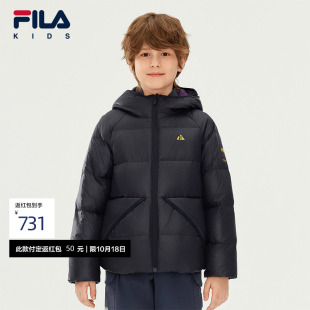 FILA 斐乐童装儿童双面穿羽绒服冬季款男女童连帽常规外套防泼水