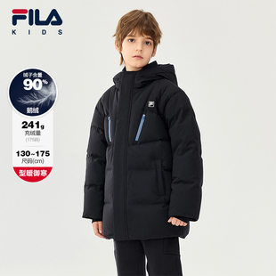 【钻石绒】FILA斐乐儿童鹅绒羽绒服中长款2025冬新款男中大童外套