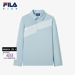 中大童男童POLO运动卫衣潮 T恤2023春秋新款 FILA斐乐童装 儿童长袖