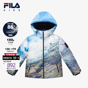 新款 FILA 儿童冬季 EARTH联名系列斐乐童装 男大童羽绒服潮满印 BBC
