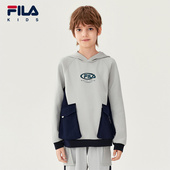 新款 FILA斐乐儿童童装 上衣2025年冬季 男童中大童休闲宽松连帽卫衣