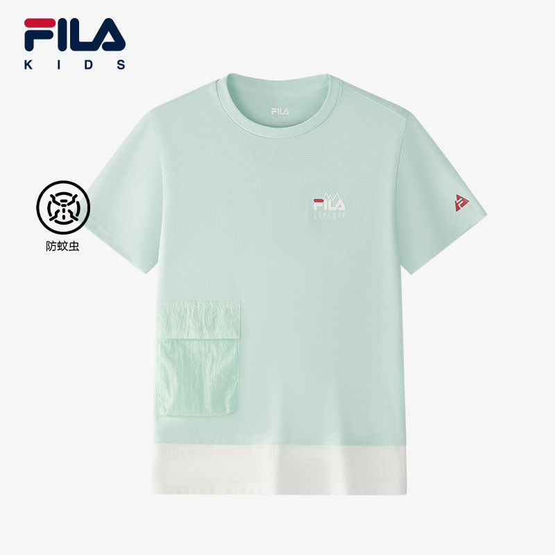 【防蚊虫】FILA斐乐儿童短袖衫2025年夏季新款女大童针织短袖T恤,童装/婴儿装/亲子装,T恤,淘宝优惠券,粉丝福利购,淘宝优惠卷