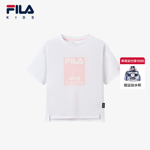 FILA斐乐女大童针织短袖衫