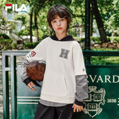 FILA 男大童休闲针织连帽上衣 新款 KIDS斐乐童装 儿童卫衣2025秋季