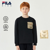 FILA斐乐儿童卫衣2025冬新款 斐暖功能 男中大童加绒抗菌上衣